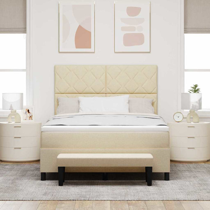 Letto a molle con materasso Crema 160 x 200 cm Tessuto 3344161