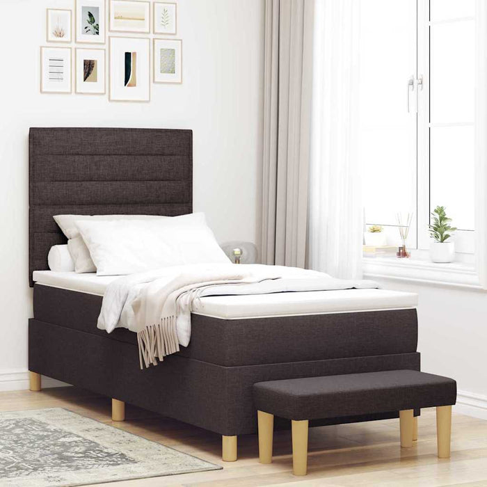 Letto a molle con materasso Marrone scuro 90 x 190 cm Tessuto 3344187