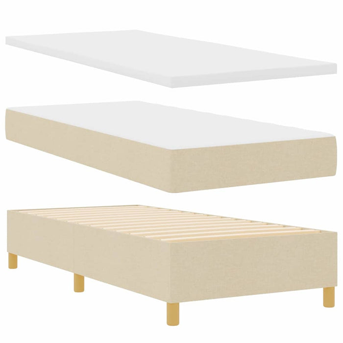 Letto a molle con materasso Crema 90 x 190 cm Tessuto