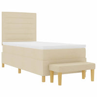Letto a molle con materasso Crema 90 x 190 cm Tessuto