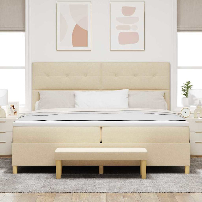 Letto a molle con materasso Crema 200 x 200 cm Tessuto 3344329