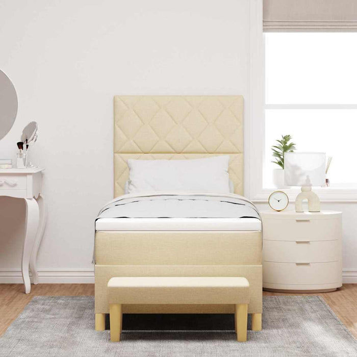 Letto a molle con materasso Crema 100 x 200 cm Tessuto 3344357