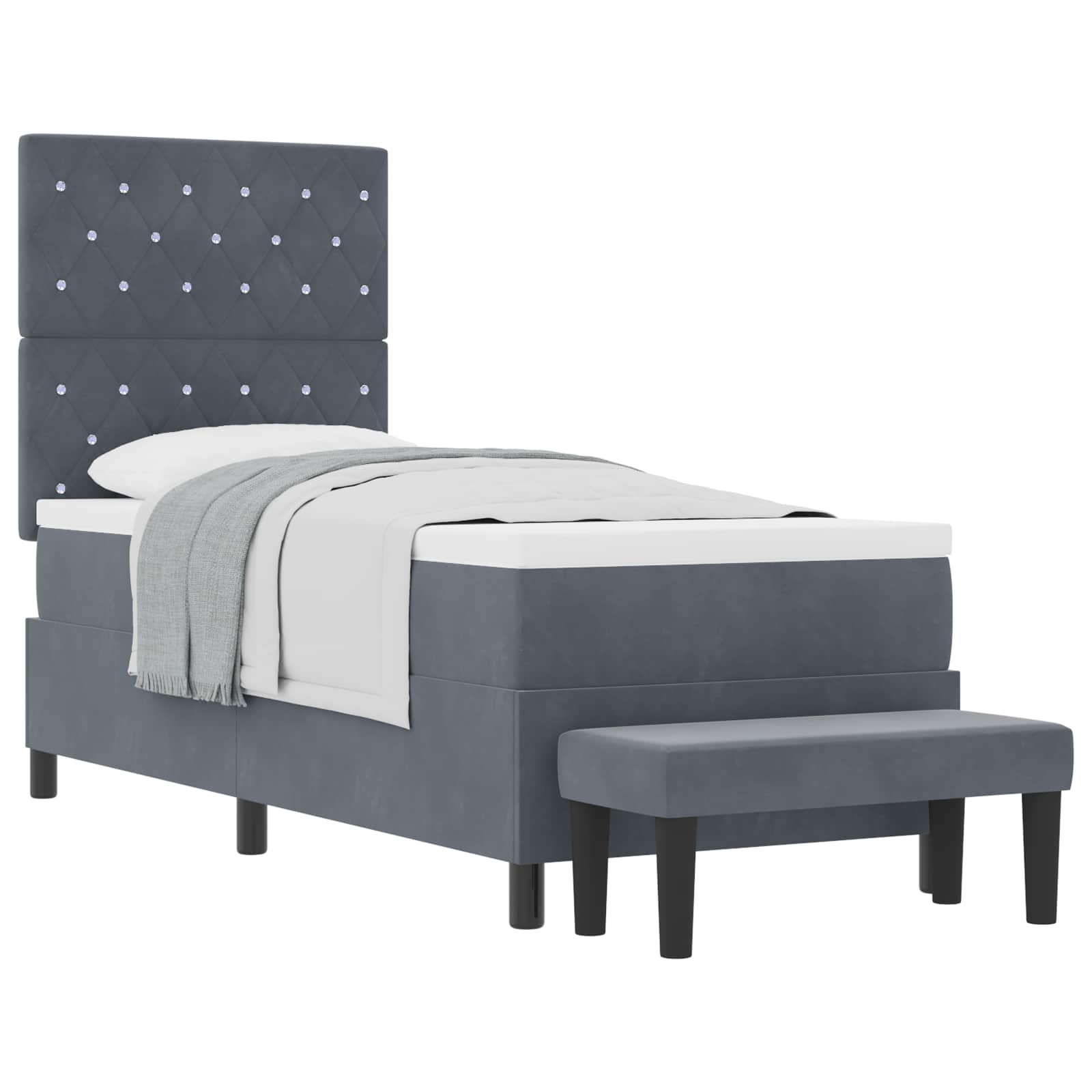 Letto a molle con materasso Grigio scuro 80 x 200 cm Velluto 3344409