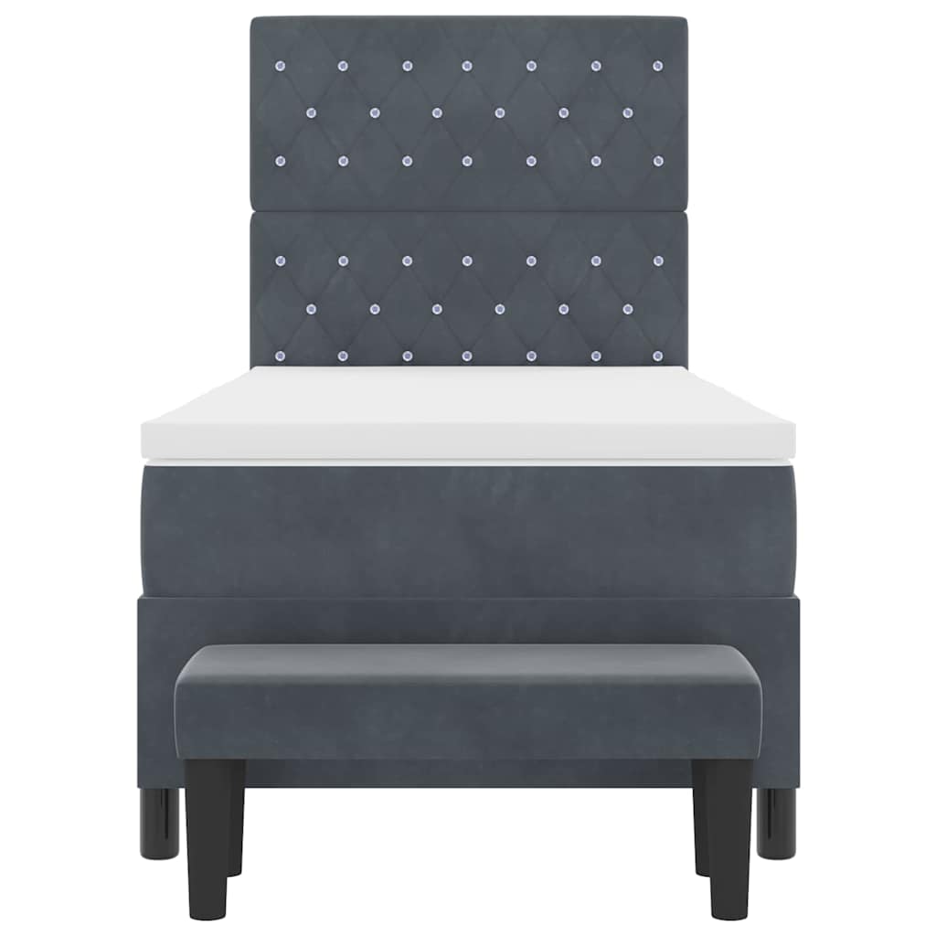 Letto a molle con materasso Grigio scuro 90 x 190 cm Velluto 3344415