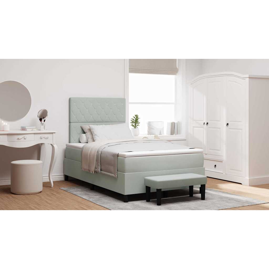 Letto a molle con materasso Grigio chiaro 120 x 190 cm Velluto 3344432