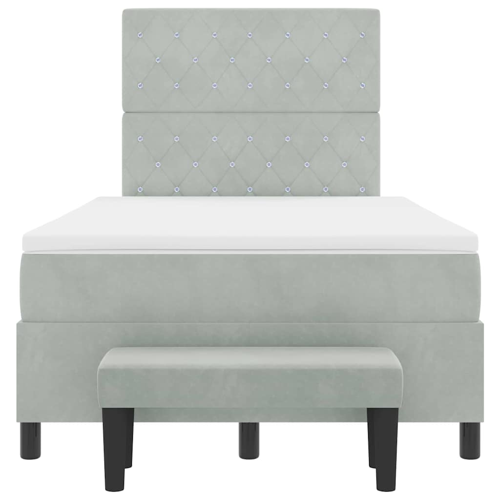 Letto a molle con materasso Grigio chiaro 120 x 190 cm Velluto 3344432