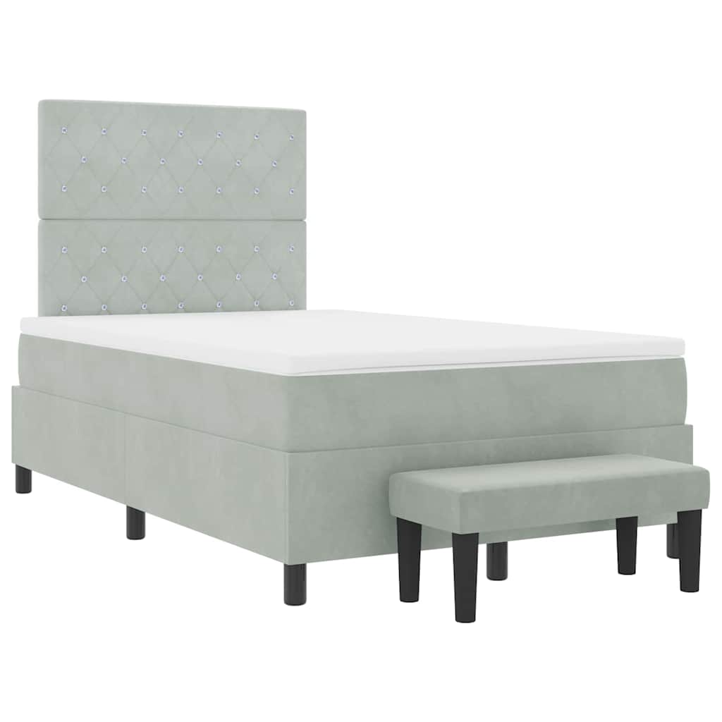 Letto a molle con materasso Grigio chiaro 120 x 200 cm Velluto 3344438
