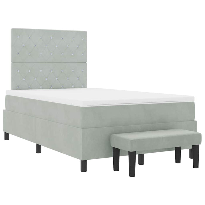 Letto a molle con materasso Grigio chiaro 120 x 200 cm Velluto 3344438