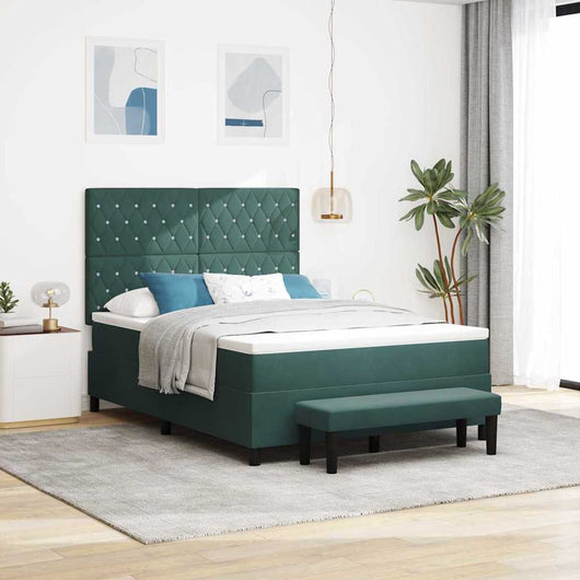 Letto a molle con materasso Verde Scuro 140 x 190 cm Velluto 3344447