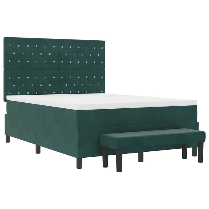 Letto a molle con materasso Verde Scuro 140 x 190 cm Velluto 3344447