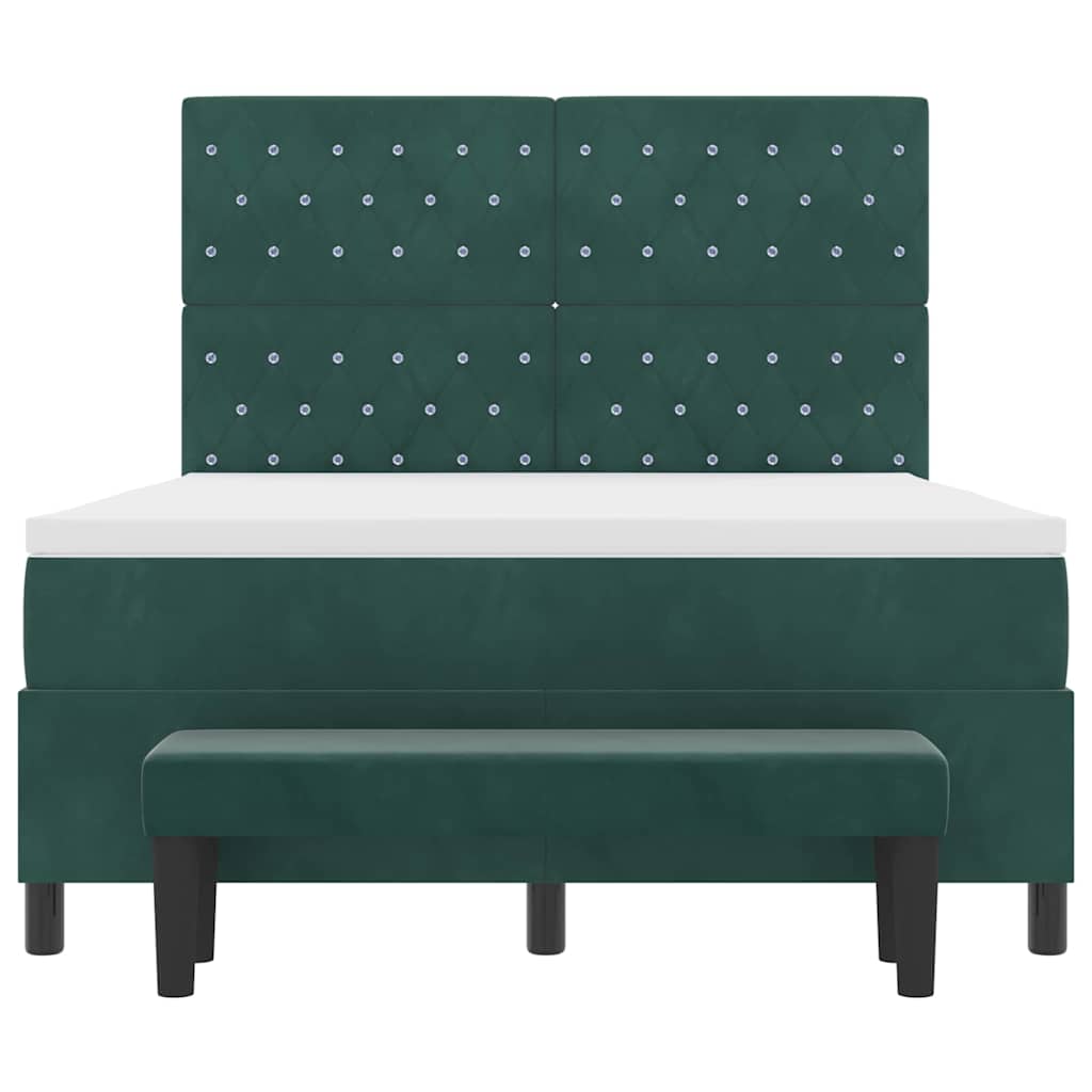 Letto a molle con materasso Verde Scuro 140 x 190 cm Velluto 3344447