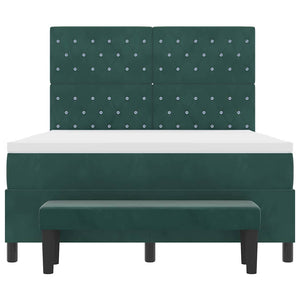 Letto a molle con materasso Verde Scuro 140 x 190 cm Velluto 3344447