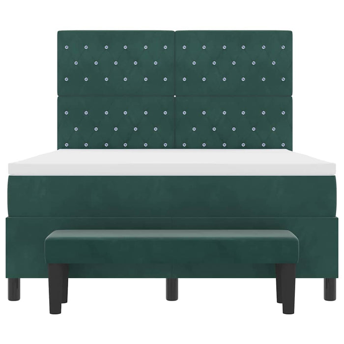 Letto a molle con materasso Verde Scuro 140 x 190 cm Velluto 3344447