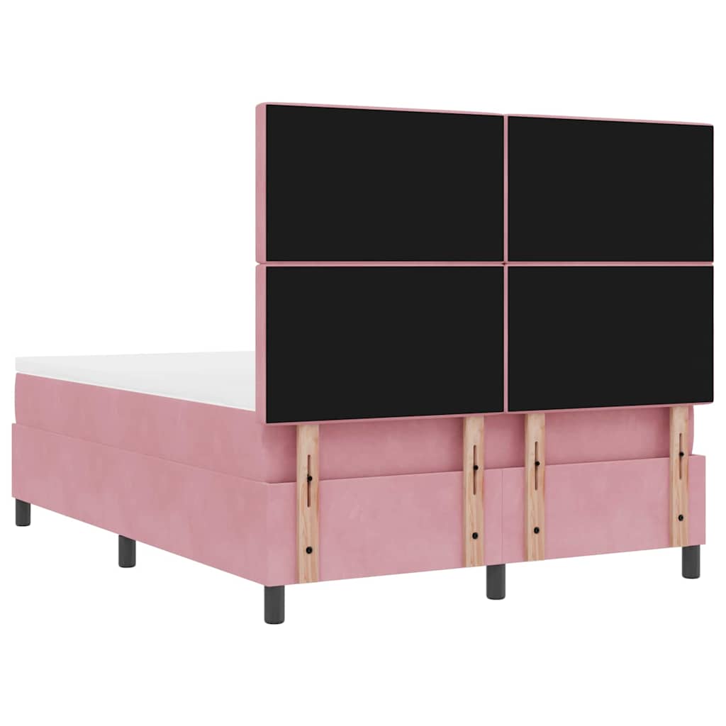 Letto a molle con materasso Rosa 140 x 200 cm Velluto 3344455