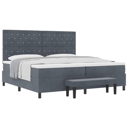 Letto a molle con materasso Grigio scuro 200 x 200 cm Velluto 3344469