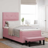 Letto a molle con materasso Rosa 90 x 190 cm Velluto 3344485