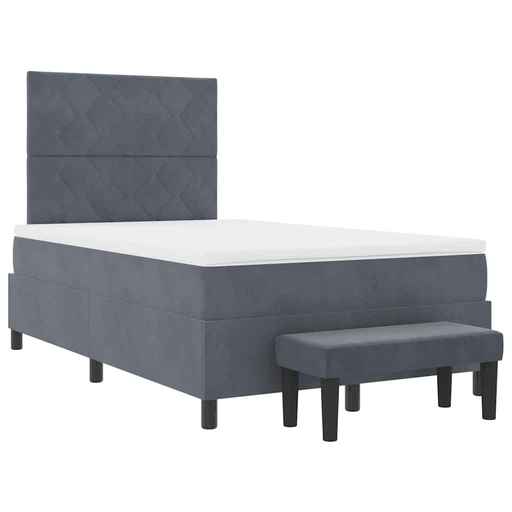 Letto a molle con materasso Grigio scuro 120 x 200 cm Velluto 3344571