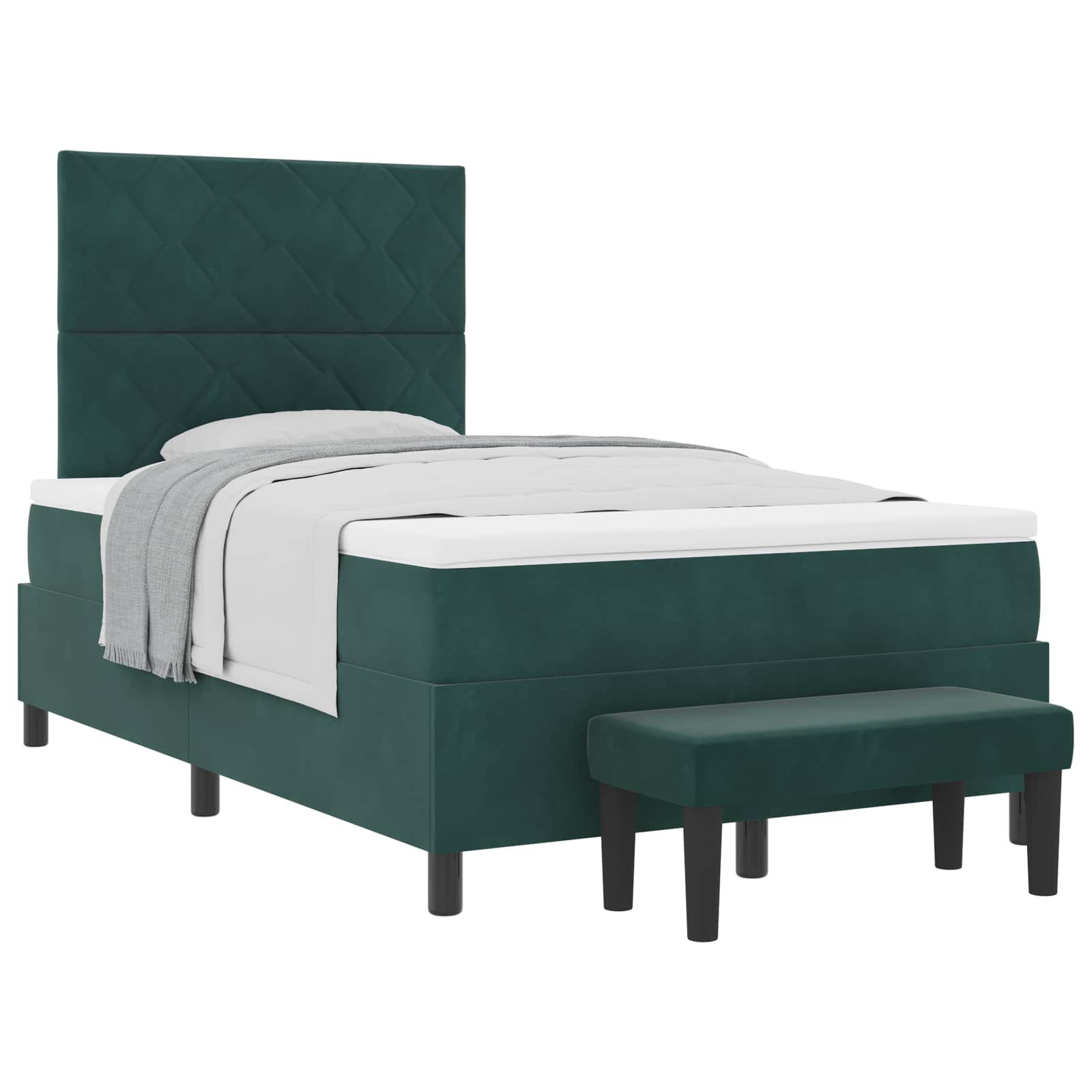 Letto a molle con materasso Verde scuro 120 x 200 cm Velluto 3344573