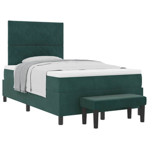 Letto a molle con materasso Verde scuro 120 x 200 cm Velluto 3344573