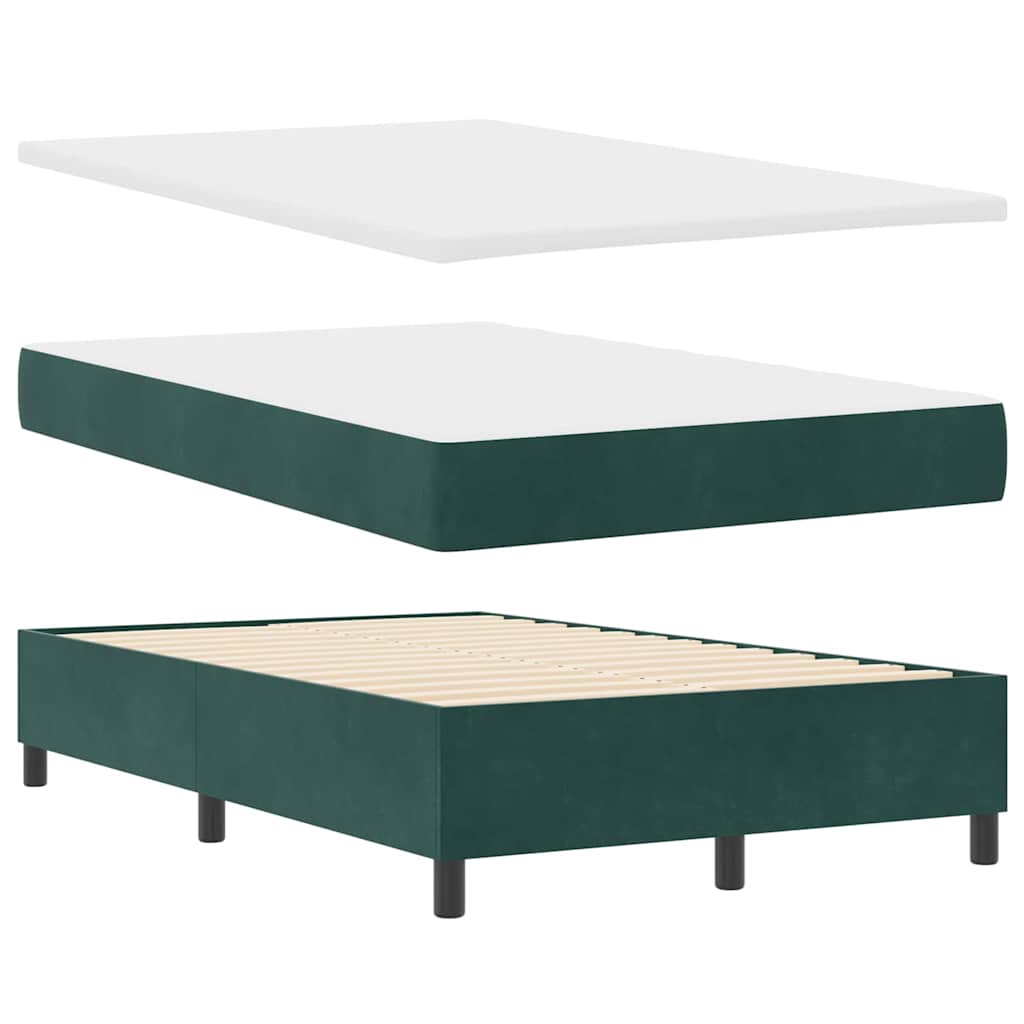 Letto a molle con materasso Verde scuro 120 x 200 cm Velluto 3344573