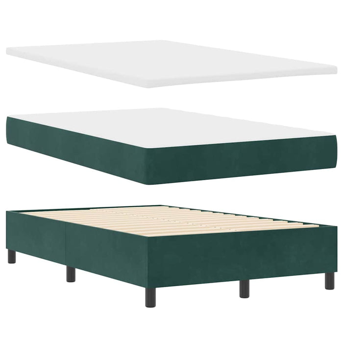 Letto a molle con materasso Verde scuro 120 x 200 cm Velluto 3344573
