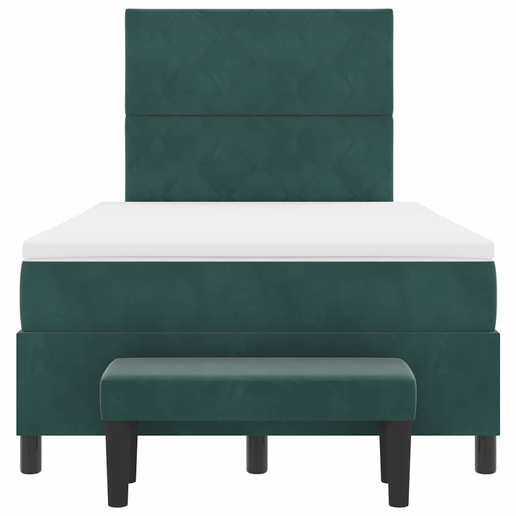 Letto a molle con materasso Verde scuro 120 x 200 cm Velluto 3344573