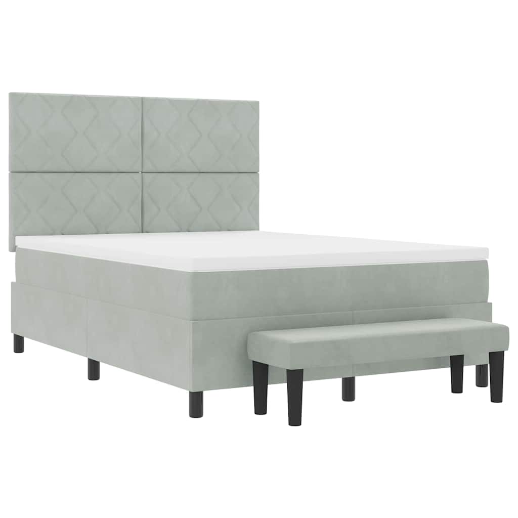 Letto a molle con materasso Grigio chiaro 140 x 200 cm Velluto 3344582
