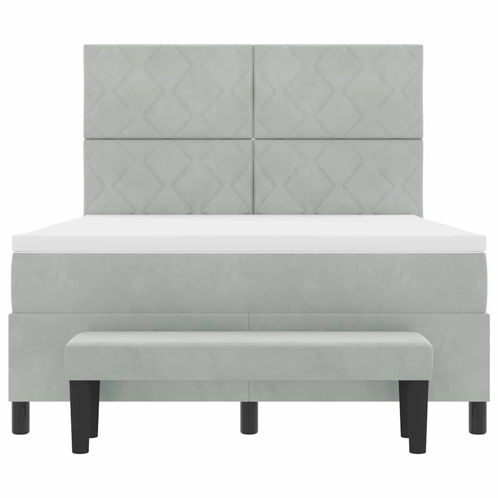 Letto a molle con materasso Grigio chiaro 140 x 200 cm Velluto 3344582