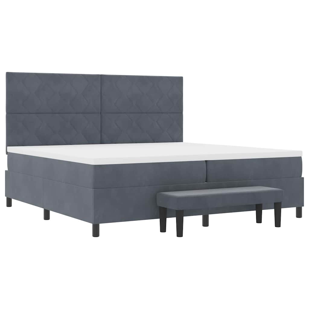 Letto a molle con materasso Grigio scuro 200 x 200 cm Velluto 3344601