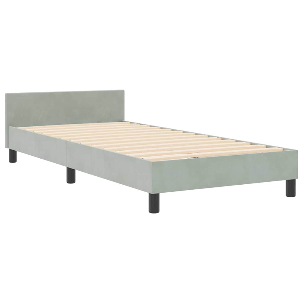 Letto a molle con testiera Grigio chiaro 90 x 190 cm Velluto 3344843