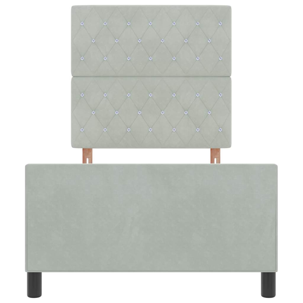 Letto a molle con testiera-Rete con Testiera Grigio chiaro 100 x 200 cm Velluto