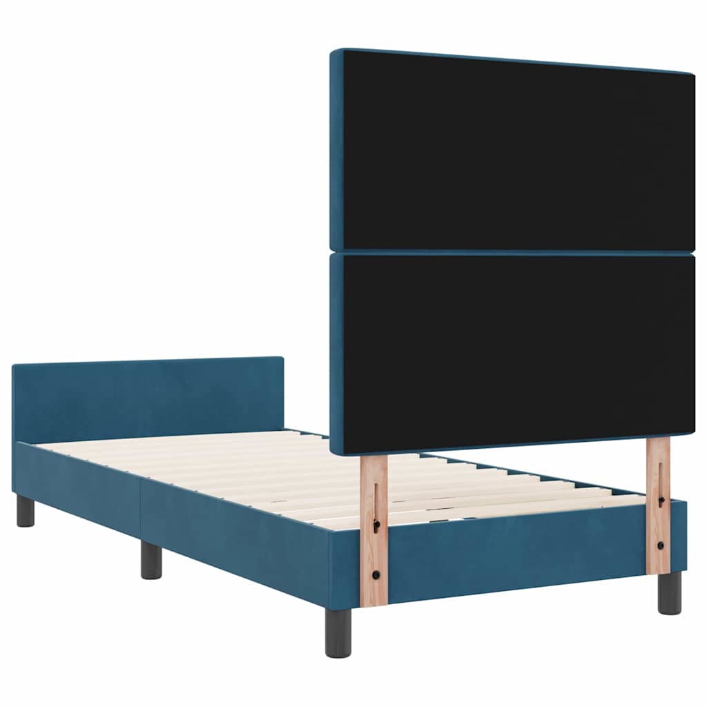 Letto a molle con testiera-Rete con Testiera Blu Scuro 100 x 200 cm Velluto