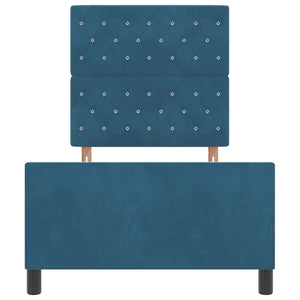 Letto a molle con testiera-Rete con Testiera Blu Scuro 100 x 200 cm Velluto