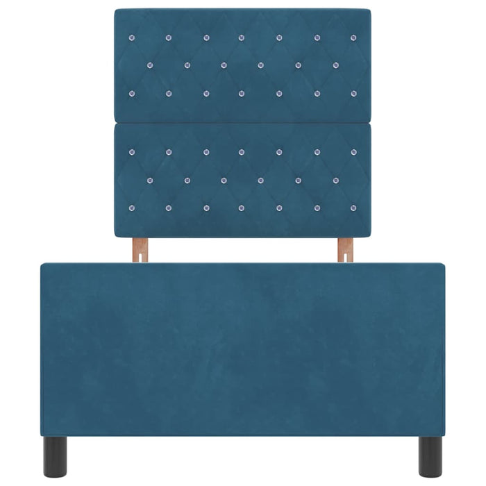 Letto a molle con testiera-Rete con Testiera Blu Scuro 100 x 200 cm Velluto