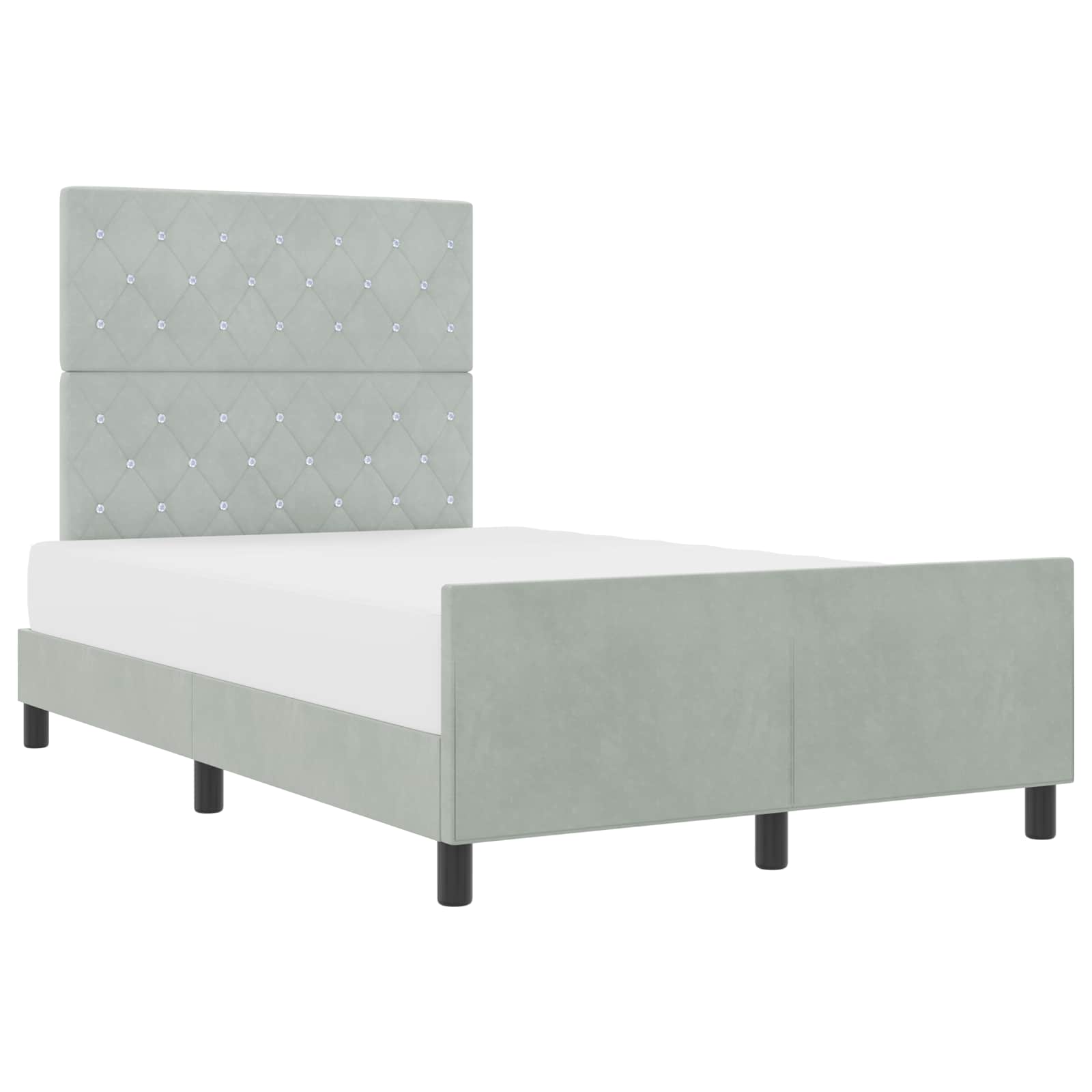 Letto a molle con testiera-Rete con Testiera Grigio chiaro 120 x 200 cm Velluto 573620