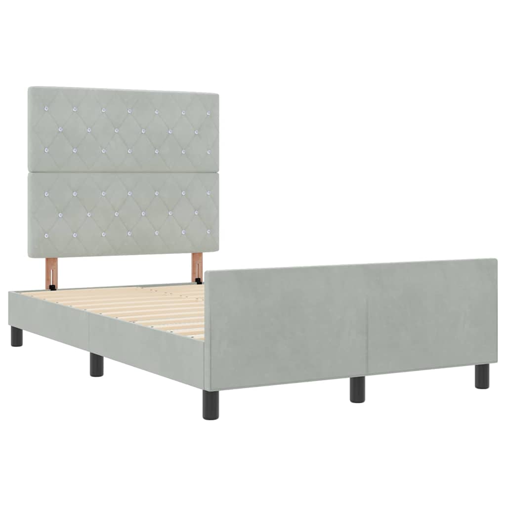 Letto a molle con testiera-Rete con Testiera Grigio chiaro 120 x 200 cm Velluto 573620
