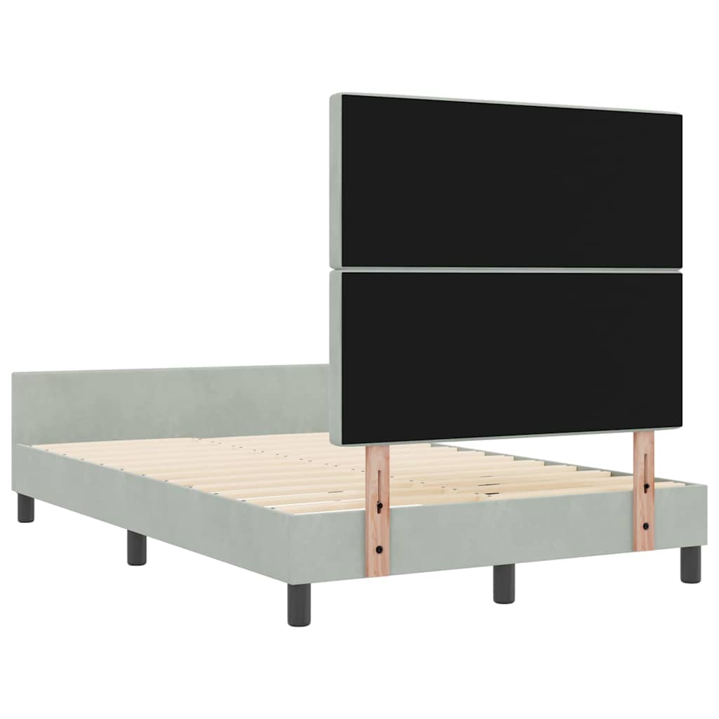 Letto a molle con testiera-Rete con Testiera Grigio chiaro 120 x 200 cm Velluto 573620