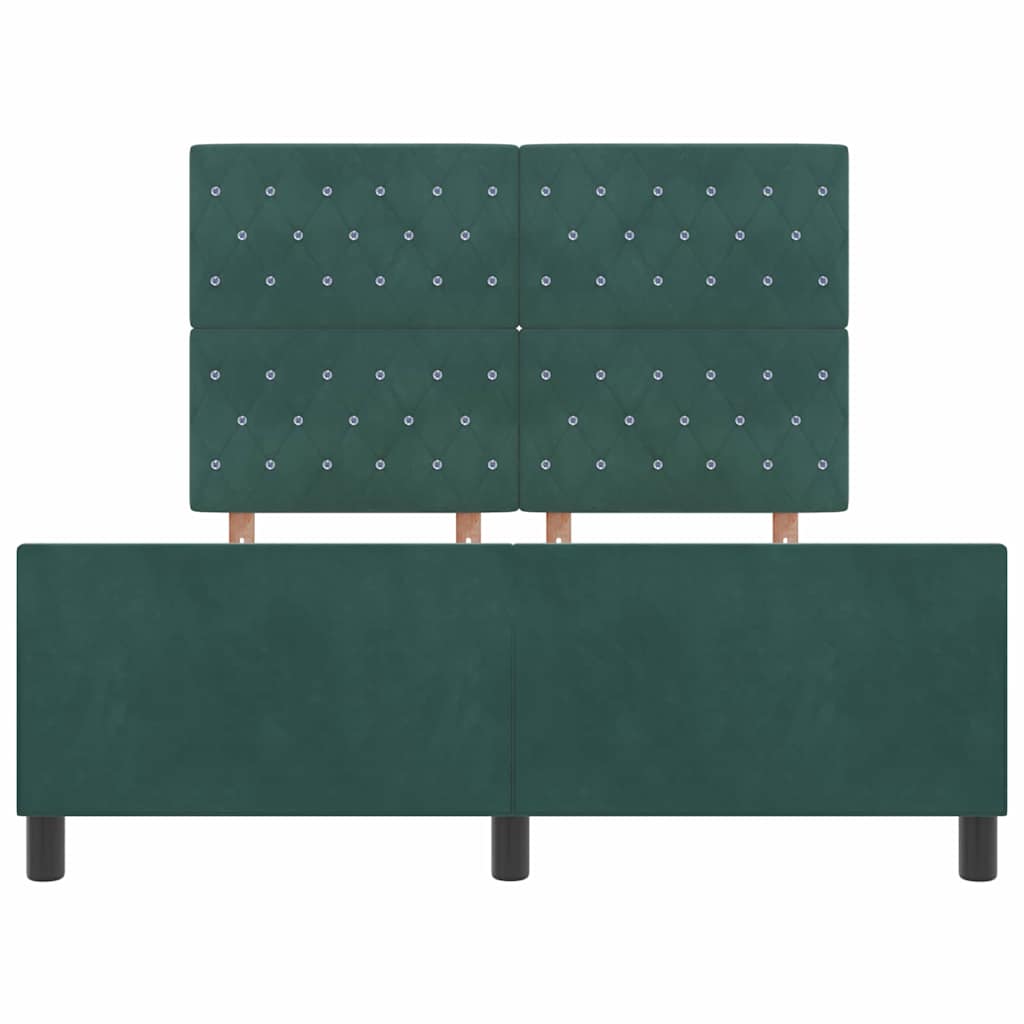 Letto a molle con testiera Verde Scuro 140 x 200 cm Velluto 3344882