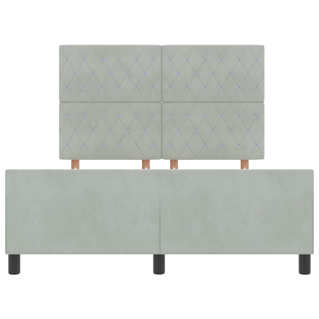 Letto a molle con testiera-Rete con Testiera Grigio chiaro 160 x 200 cm Velluto