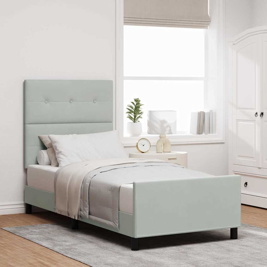 Letto a molle con testiera Grigio chiaro 90 x 200 cm Velluto 3344915