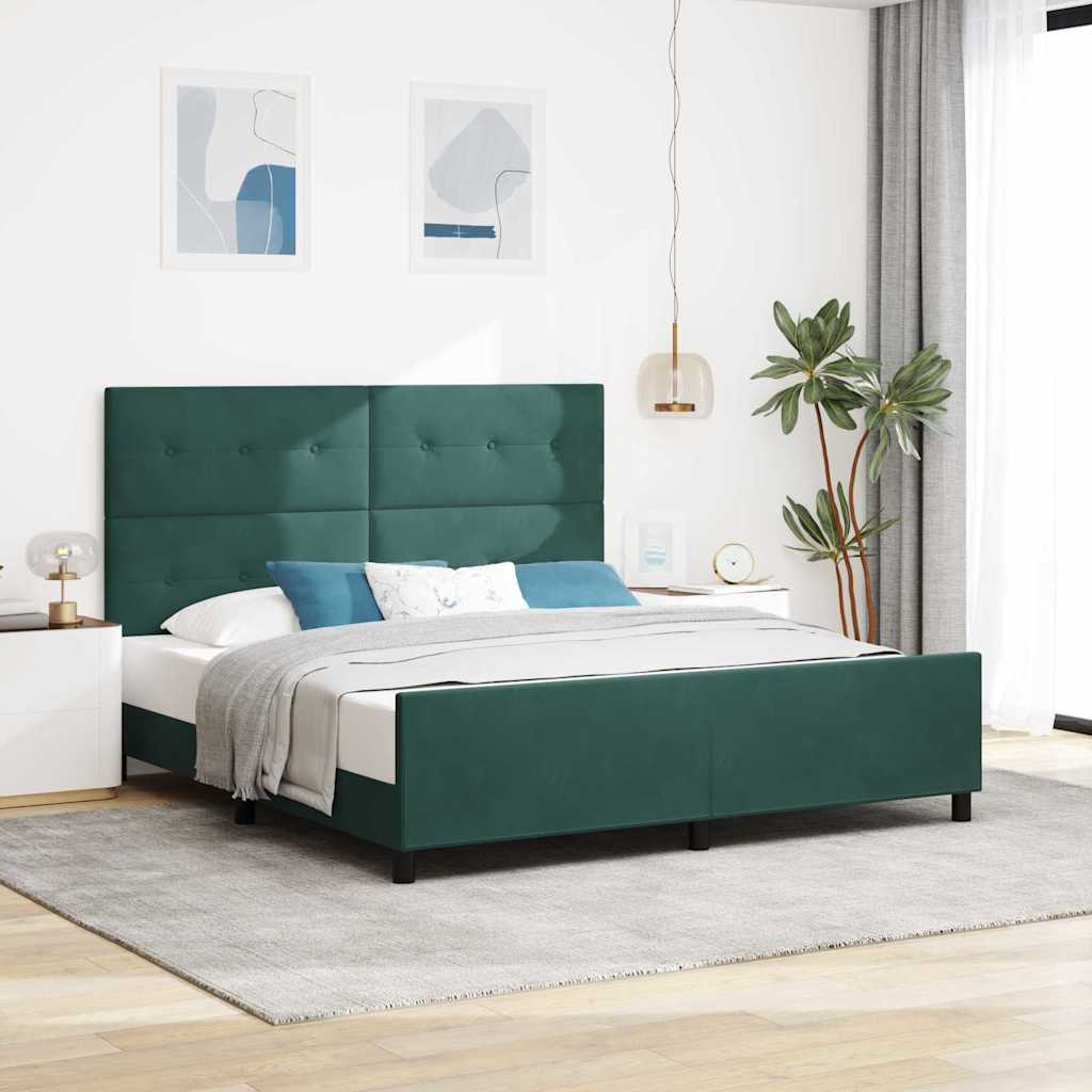 Letto a molle con testiera Verde Scuro 180 x 200 cm Velluto 3344960
