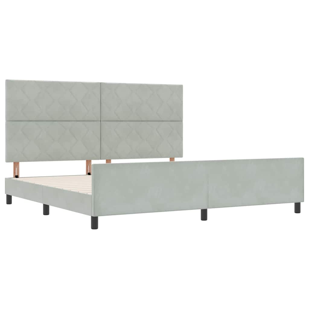 Letto a molle con testiera Grigio chiaro 200 x 200 cm Velluto 3345029
