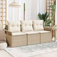 Set Divano da Giardino con cuscino 3 pz-Sofa da Giardino-Divanetto da esterno Beige Poly Rattan 204282
