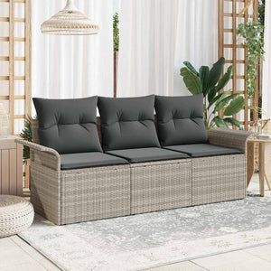 Set Divano da Giardino 3 pz-Sofa da Giardino-Divanetto da esterno Grigio chiaro Poly Rattan 110058