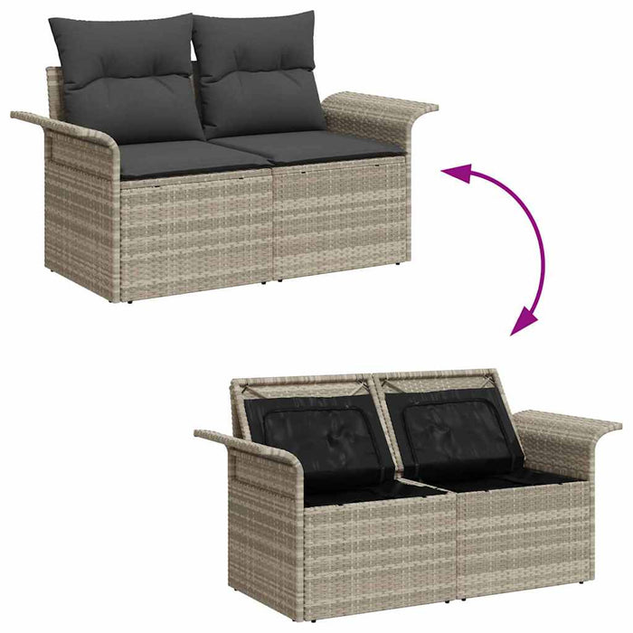 Set Divano da Giardino 3 pz-Sofa da Giardino-Divanetto da esterno Grigio chiaro Poly Rattan 110058