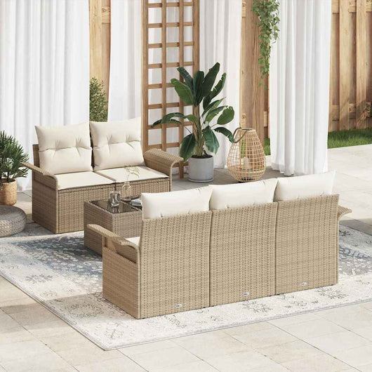 Set di divani da giardino 6 pezzi  con cuscini in rattan sintetico beige 3353910