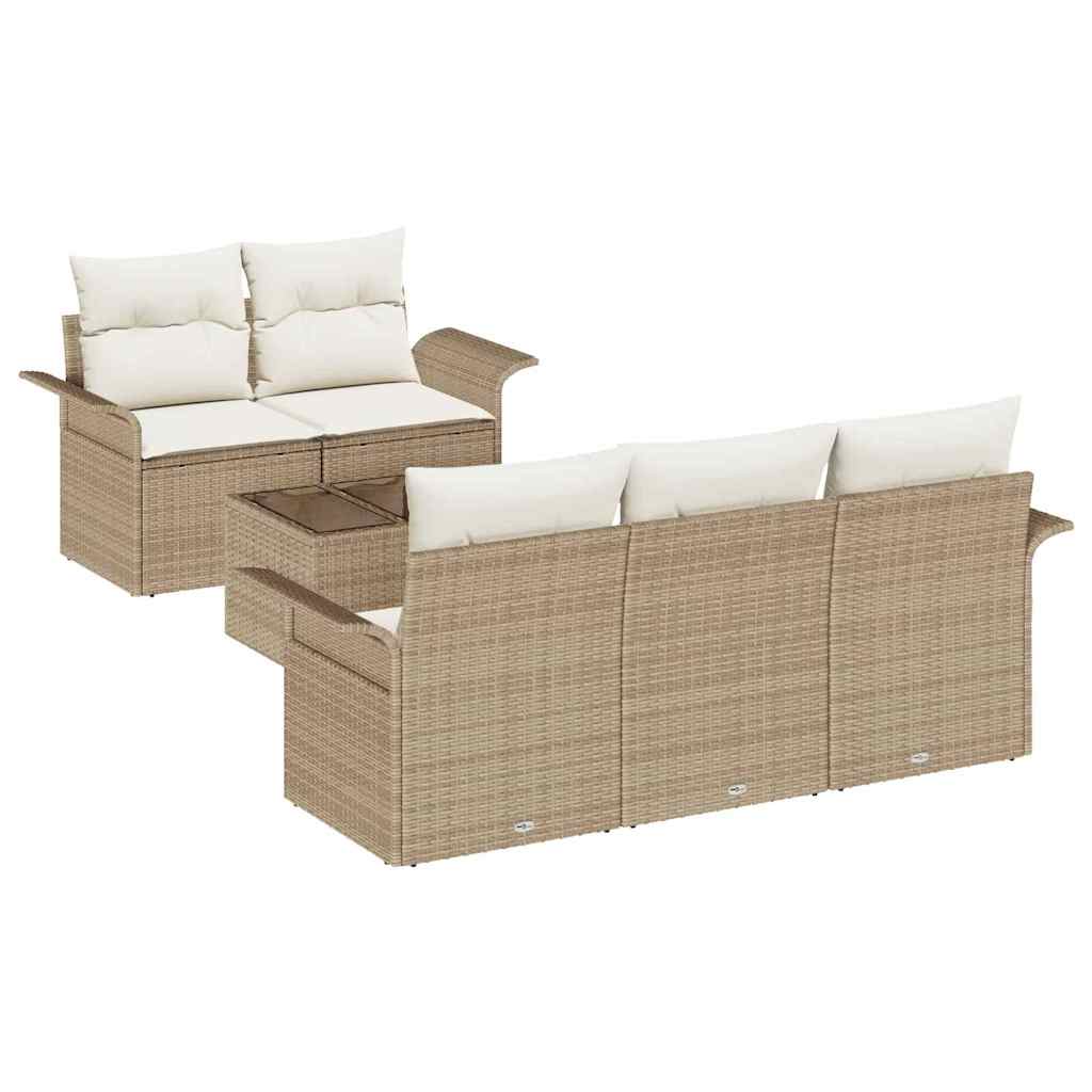 Set di divani da giardino 6 pezzi  con cuscini in rattan sintetico beige 3353910