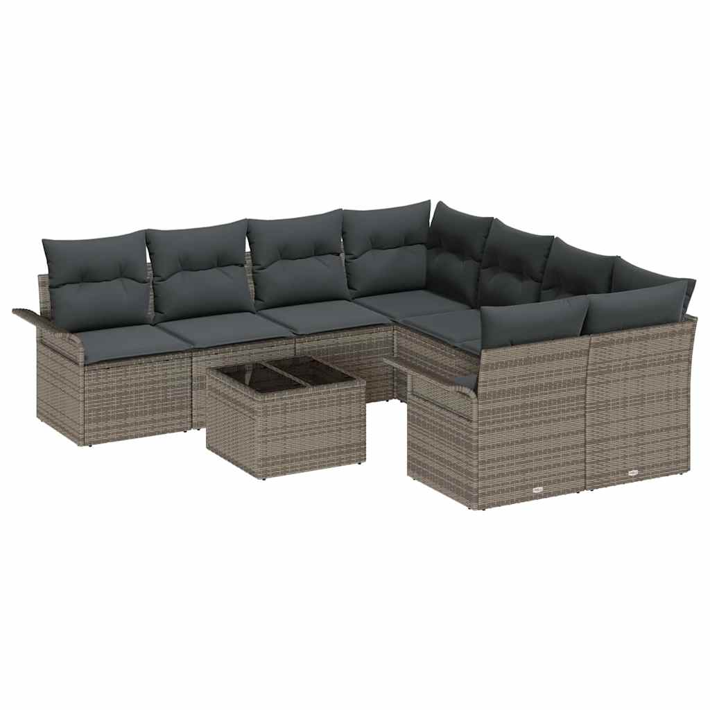 Set di divani da giardino  in 9 pezzi con cuscini grigi in rattan sintetico 3353968