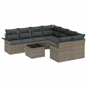 Set di divani da giardino  in 9 pezzi con cuscini grigi in rattan sintetico 3353968