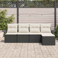 Set Divano da Giardino con cuscino 5 pz-Sofa da Giardino-Divanetto da esterno Nero polyrattan 932615